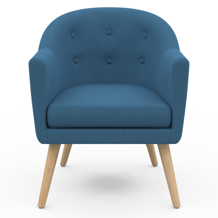 Fauteuil scandinave OLAN cabriolet en tissu bleu