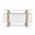 Buffet 140 cm PHOENIX 4 portes blanc et bois