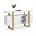 Buffet 140 cm PHOENIX 4 portes blanc et bois