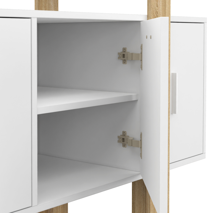 Buffet 140 cm PHOENIX 4 portes blanc et bois