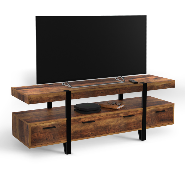 Meuble TV 140 cm AUSTRIA avec tiroirs bois pieds épingle