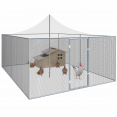 Volière 12m² parc grillagé 3x4M toit filet pour animaux de basse cour