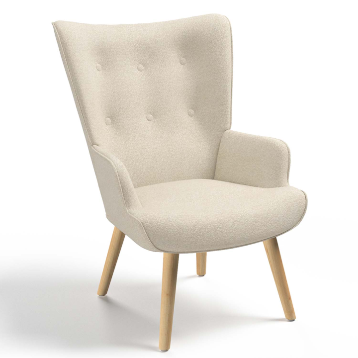 Fauteuil scandinave IVAR en tissu beige