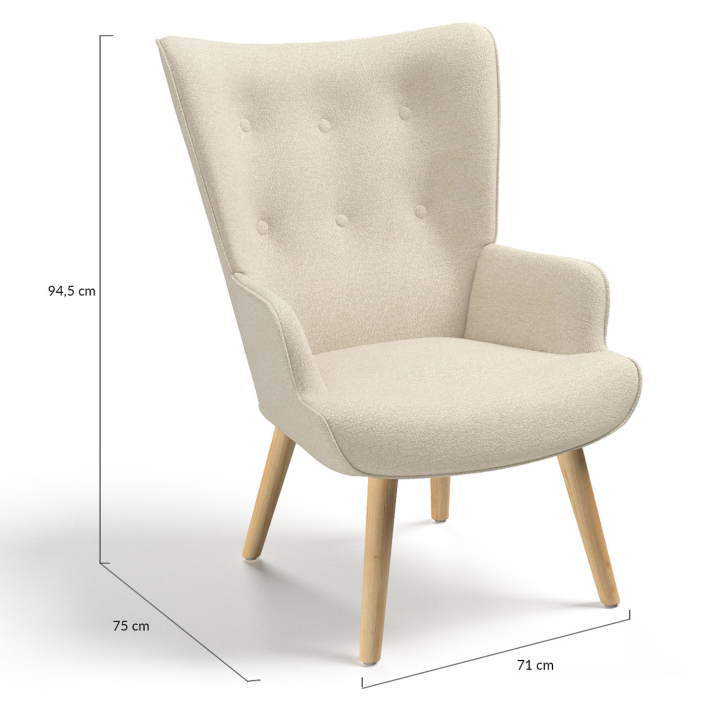 Fauteuil scandinave IVAR en tissu beige