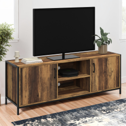 Mueble de TV de 140 cm con 2 puertas de madera oscura de diseño industrial - HAWKINS | ID Market