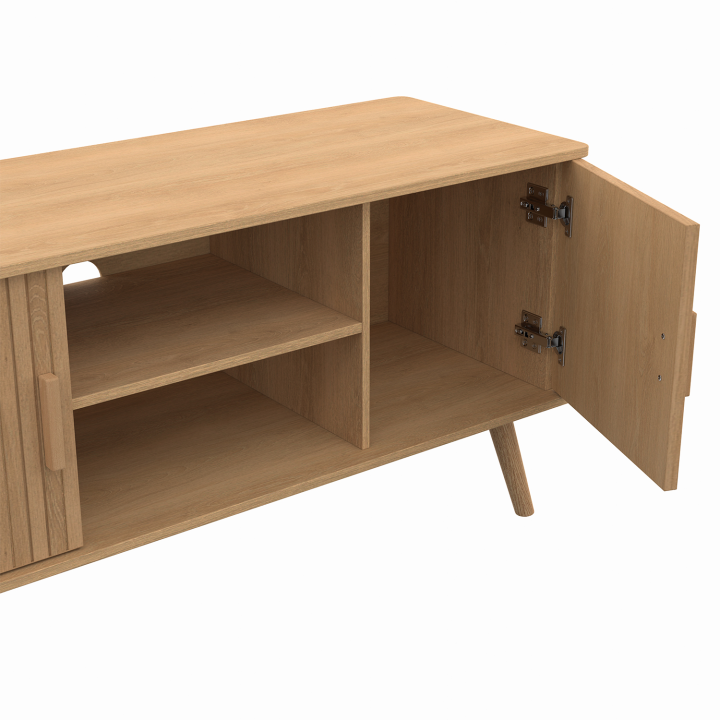 Mueble TV con 2 puertas efecto lamas 110cm - JULIETTE | ID Market