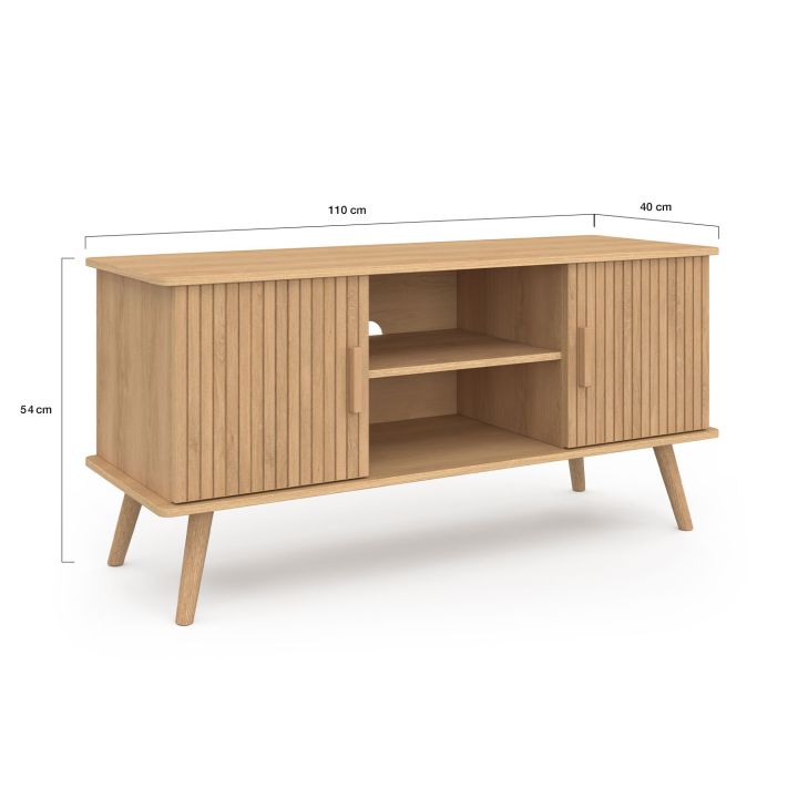 Mueble TV con 2 puertas efecto lamas 110cm - JULIETTE | ID Market