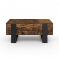 Table basse 2 plateaux relevables PHOENIX bois effet vieilli et noir