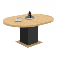 Table à manger extensible ronde EDEN 6-8 personnes bois et noir 120-160 cm