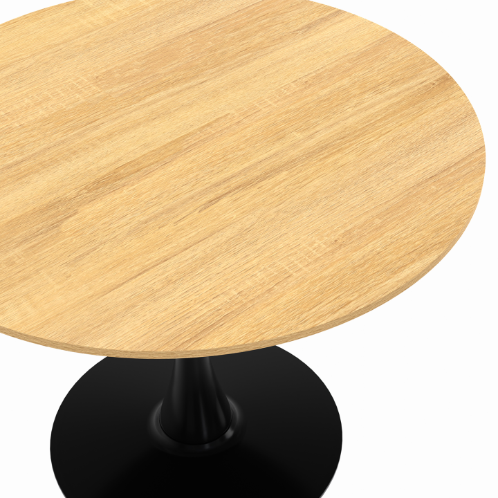 Mesa de comedor redonda 4 personas madera y pata de tulipán negro - DALIA | ID Market