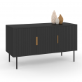 Buffet 110 cm MARCEL noir 3 portes effet lattes