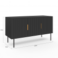 Buffet 110 cm MARCEL noir 3 portes effet lattes