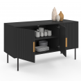 Buffet 110 cm MARCEL noir 3 portes effet lattes