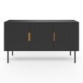 Buffet 110 cm MARCEL noir 3 portes effet lattes