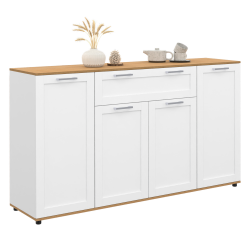 Wit en houten dressoir met 4 deuren en 1 lade 140cm - VITO | ID Market