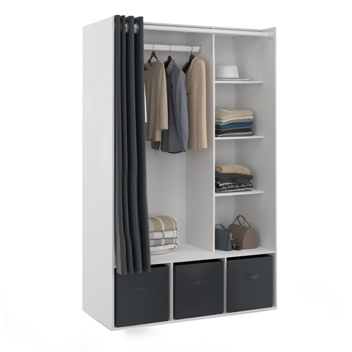 Dressing penderie DIANE 105 x 50 x 172 cm blanc et gris