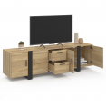 Meuble TV 180 cm PHOENIX avec rangements bois et noir