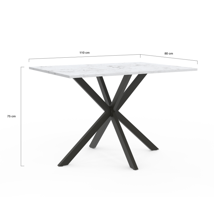 Mesa de comedor efecto mármol blanco 4-6 personas 110cm - ALASKA | ID Market