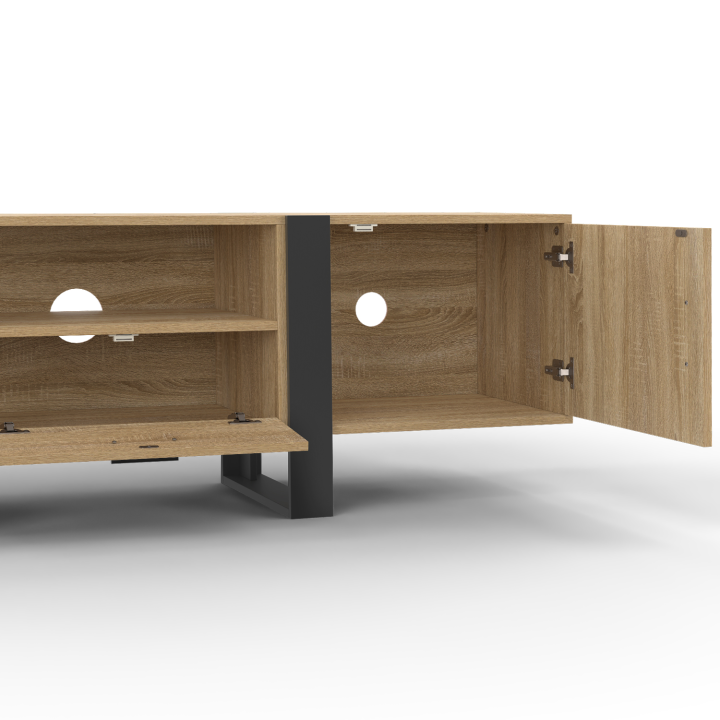 Mueble TV madera y negro 160 cm 3 puertas - PHOENIX | ID Market