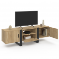 Meuble TV 160 cm PHOENIX avec rangements bois et noir