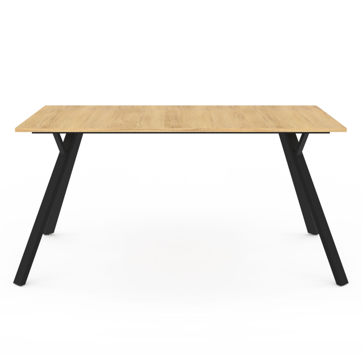 Table à manger rectangle YSEULT 6 personnes bois et noir design industriel 160 cm