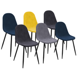 Sillas de terciopelo multicolor en azul, amarillo, gris claro y gris oscuro con patas de metal - DALI | ID Market