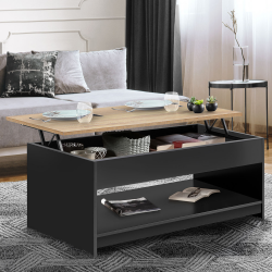 Mesa de centro con tablero elevable en imitación madera de haya negra - SOA | ID Market