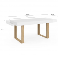 Table à manger extensible rectangle PHOENIX blanc pieds bois 160-200 cm