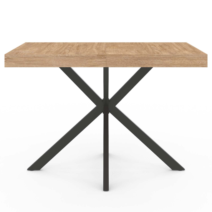 Mesa de comedor rectangular 110cm 4-6 personas madera y pata de araña negra ALIX - | ID Market