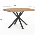 Table à manger rectangle ALIX 4-6 personnes pied araignée bois et noir 110 cm