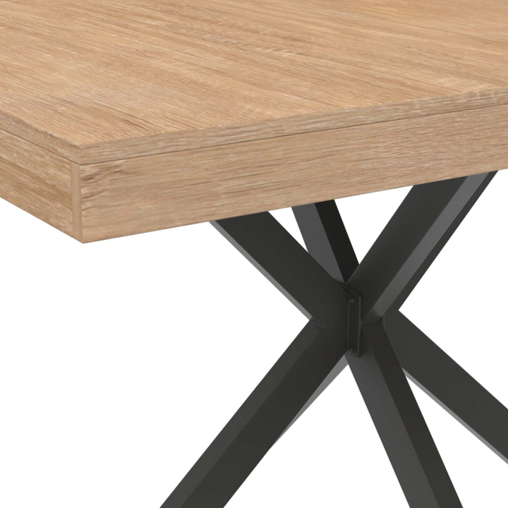 Mesa de comedor rectangular 110cm 4-6 personas madera y pata de araña negra ALIX - | ID Market