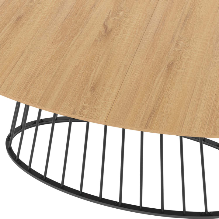 Mesa de comedor ovalada para 10 personas con tablero de madera y pata de alambre de metal negro - YUNA | ID Market