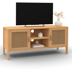 Meuble TV 110 cm EDHEN 2 portes avec cannage