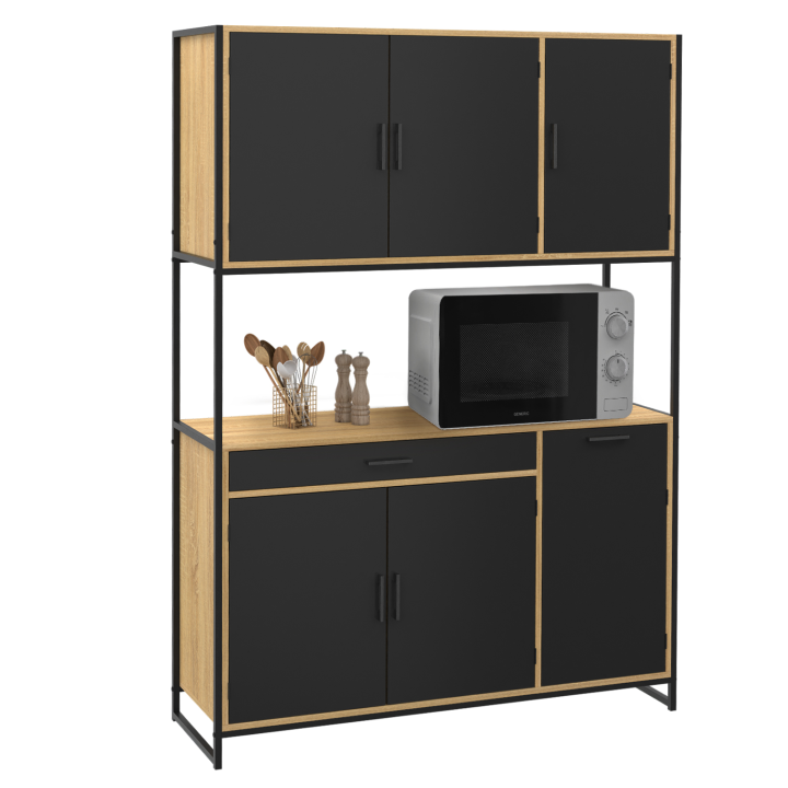 Aparador de cocina industrial de 120 cm con 6 puertas + cajón