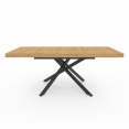 Table à manger extensible rectangle INES 6-10 personnes bois et noir 160-200 cm