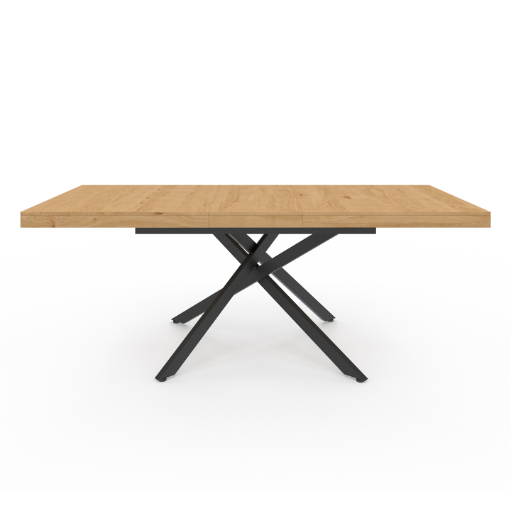 INES mesa de comedor rectangular extensible 6-10 personas madera y negro 160-200 cm