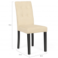 Lot de 4 chaises POLGA capitonnées en velours beige pieds noirs