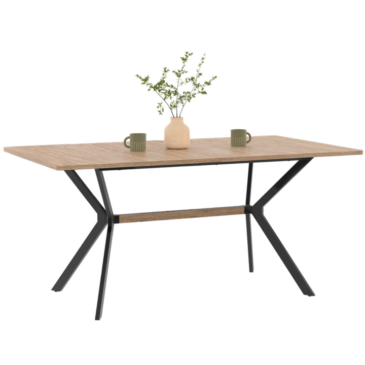 Mesa de comedor rectangular de diseño industrial en madera y negro - LOUISON | ID Market