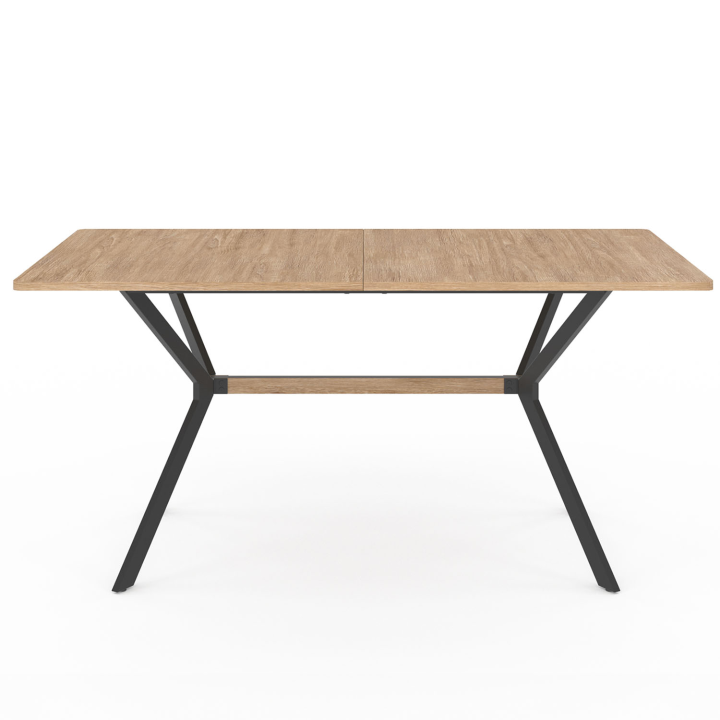 Mesa de comedor rectangular de diseño industrial en madera y negro - LOUISON | ID Market