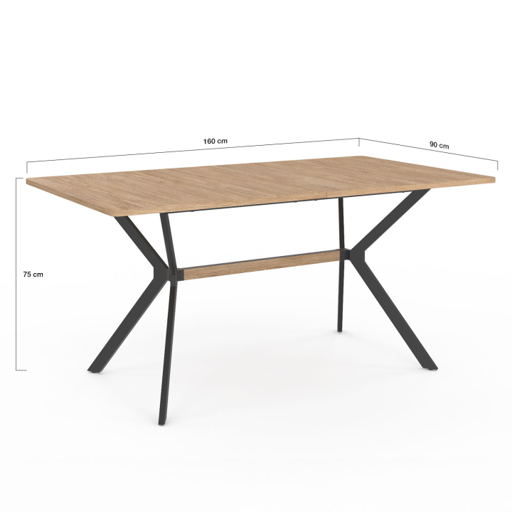 Mesa de comedor rectangular de diseño industrial en madera y negro - LOUISON | ID Market