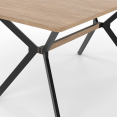 Table à manger rectangle LOUISON 6 personnes bois et noir design industriel 160 cm