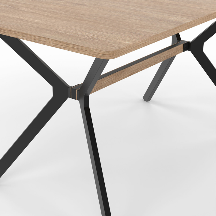 Mesa de comedor rectangular de diseño industrial en madera y negro - LOUISON | ID Market