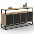 Buffet 140 cm BOSTON 4 portes noires design industriel