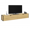 Meuble TV suspendu DETROIT 2 portes design industriel 180 cm