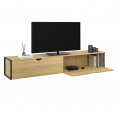 Meuble TV suspendu DETROIT 2 portes design industriel 180 cm