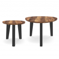 Lot de 2 tables basses gigognes AUSTRIA bois pied epingle noir