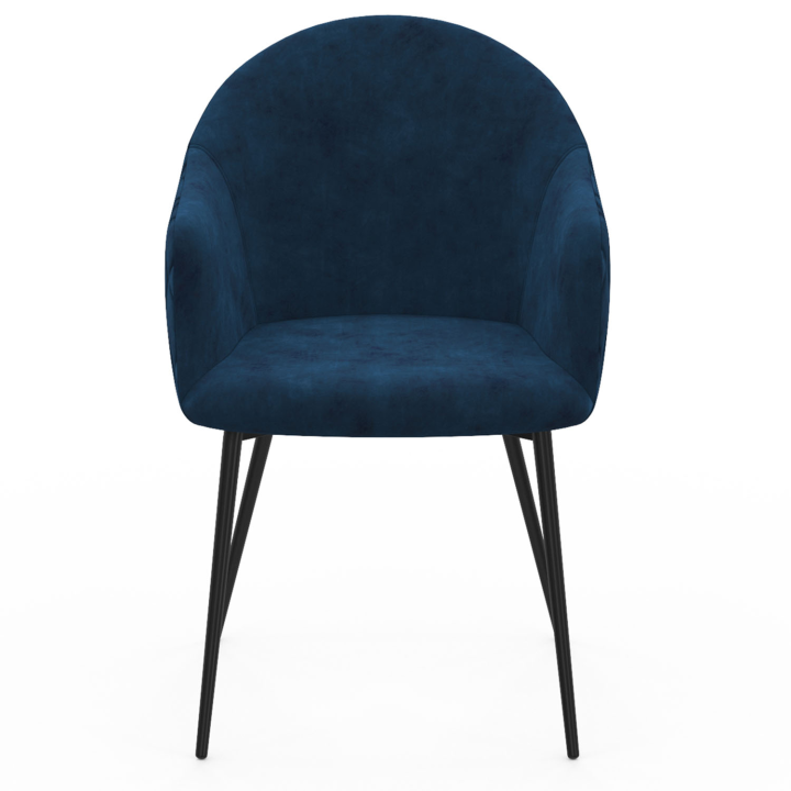 Lot de 2 chaises de salle à manger, fauteuils de table MOLY en velours gaufré bleu canard