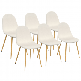 Lot de 6 chaises DARI en tissu bouclette pour salle à manger