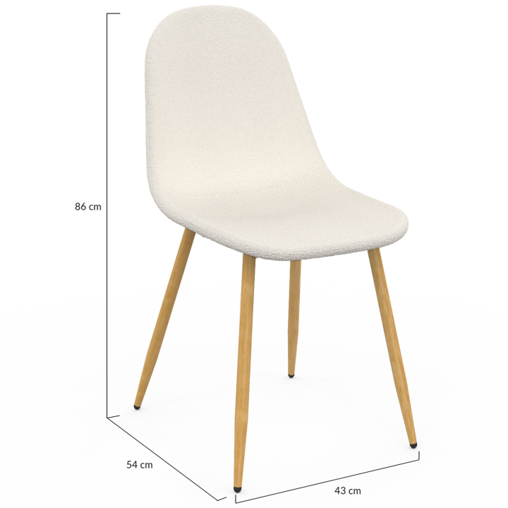 Lot de 6 chaises DARI en tissu bouclette pour salle à manger