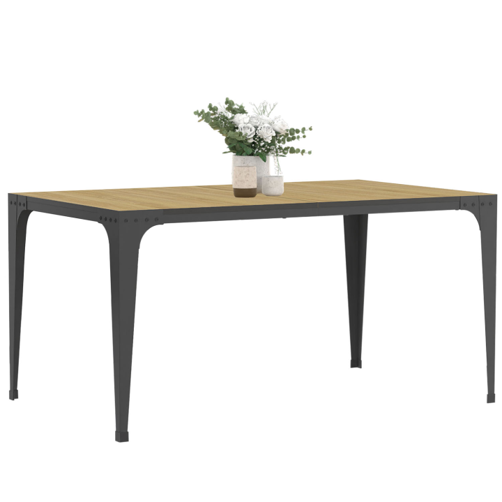 Table à manger rectangle NELLY 6 personnes bois et noir design industriel 150 cm